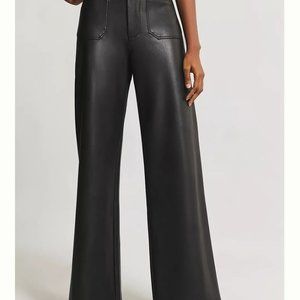 The Colette Wide-Leg Faux Leather Pants by Maeve Anthropology Petite